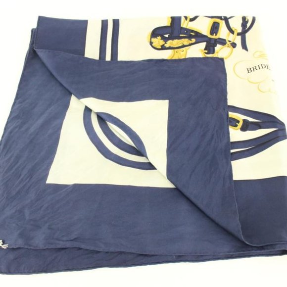 Louis Vuitton Navy x Gold Brides de Gala Silk Scarf 58h511s - Picture 7 of 12